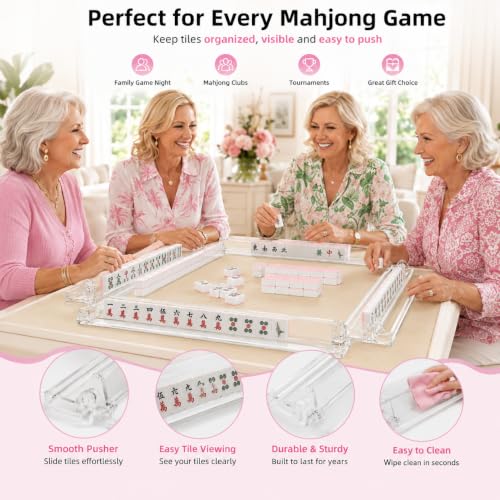Clear Acrylic Mahjong Racks with Pushers, 4-Pack by ninja line — span and sizing