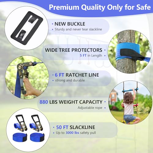The 10-Station Line, 2x56 ft by ninja line — hardware and buckles
